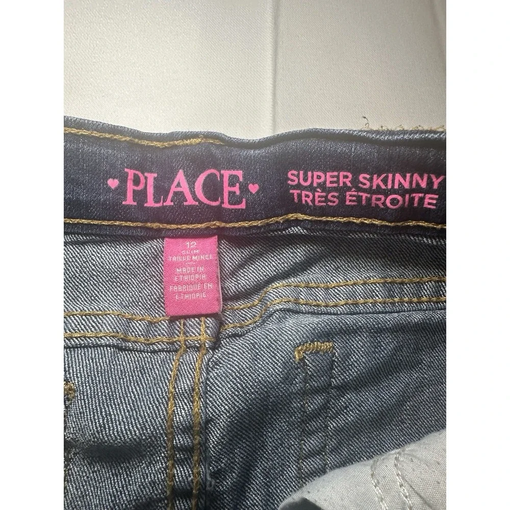The Children's Place Girls Super Skinny Jeans Size 12 Dark Wash Denim Adjustable